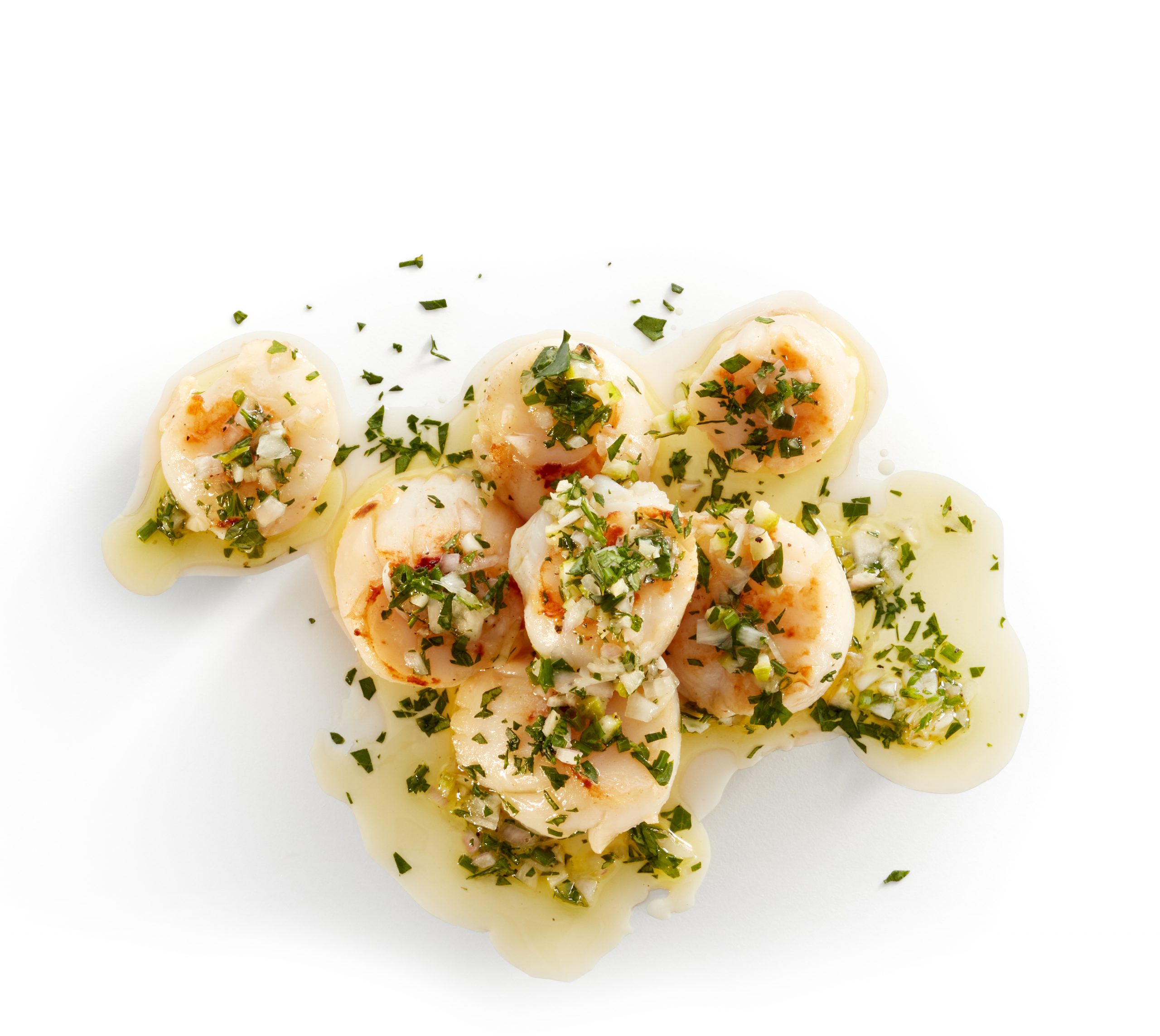 Scallops with Lemony green sauce